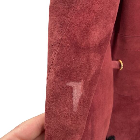 Vintage Leda Spain by Gropper suede fur burgundy trench coat - Picture 5 of 7